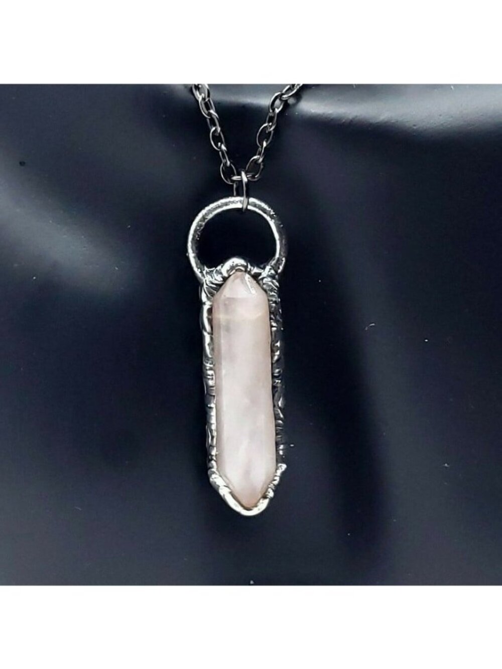 Rose quartz crystal necklace